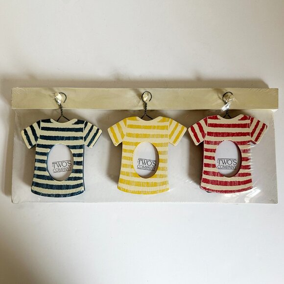 Mini T-Shirt Picture Frames Set of 3 Hang on Wooden Bar OR Stand Up w/Easel-Back - Picture 1 of 8